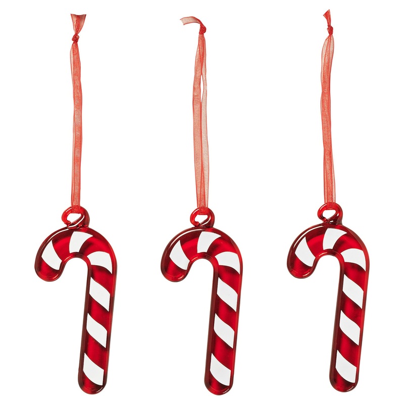 VINTERFINT tree ornament, glass/candy cane red/white