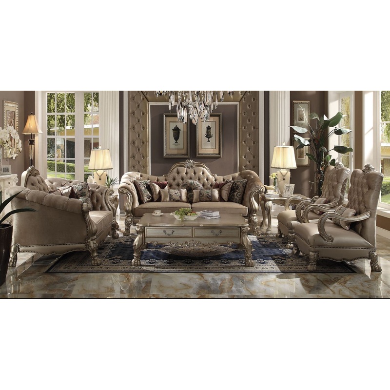 Dresden – Sofa (w/7 Pillows)|Bone|Bone White|Golden Brown