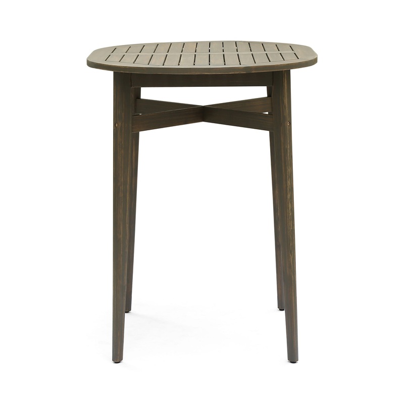 Outdoor Acacia Wood Bar Table With Slat Top