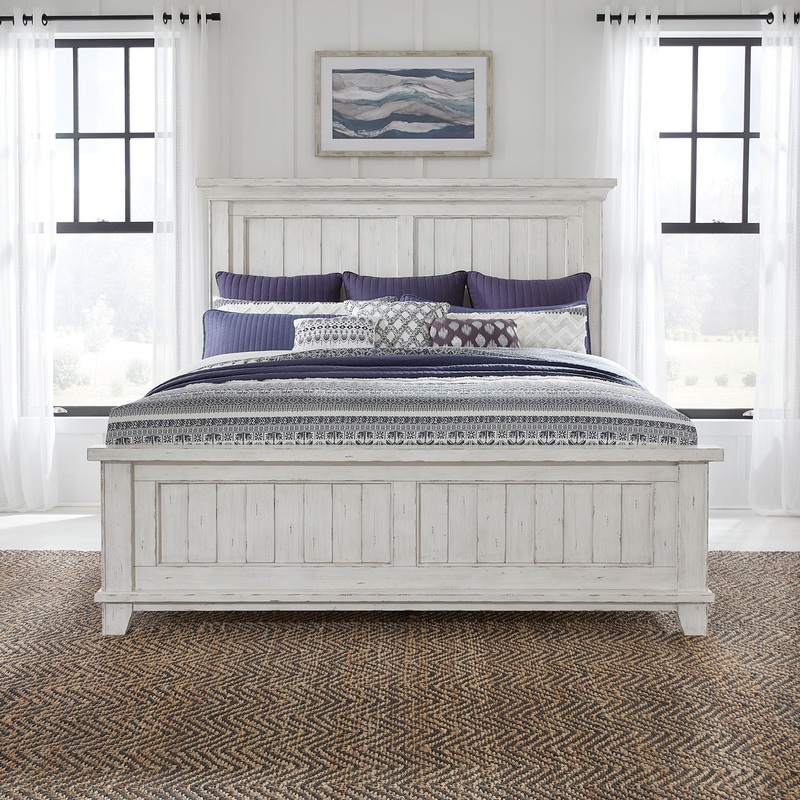 River Place – Panel Bed|White|King|Queen