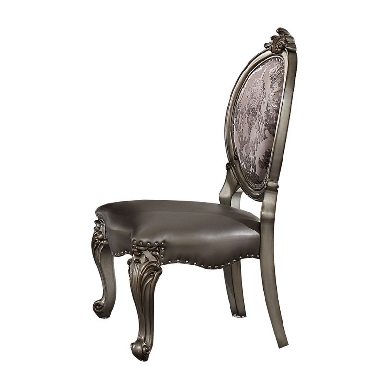 Versailles – Side Chair|Antique Platinum|White|Brown