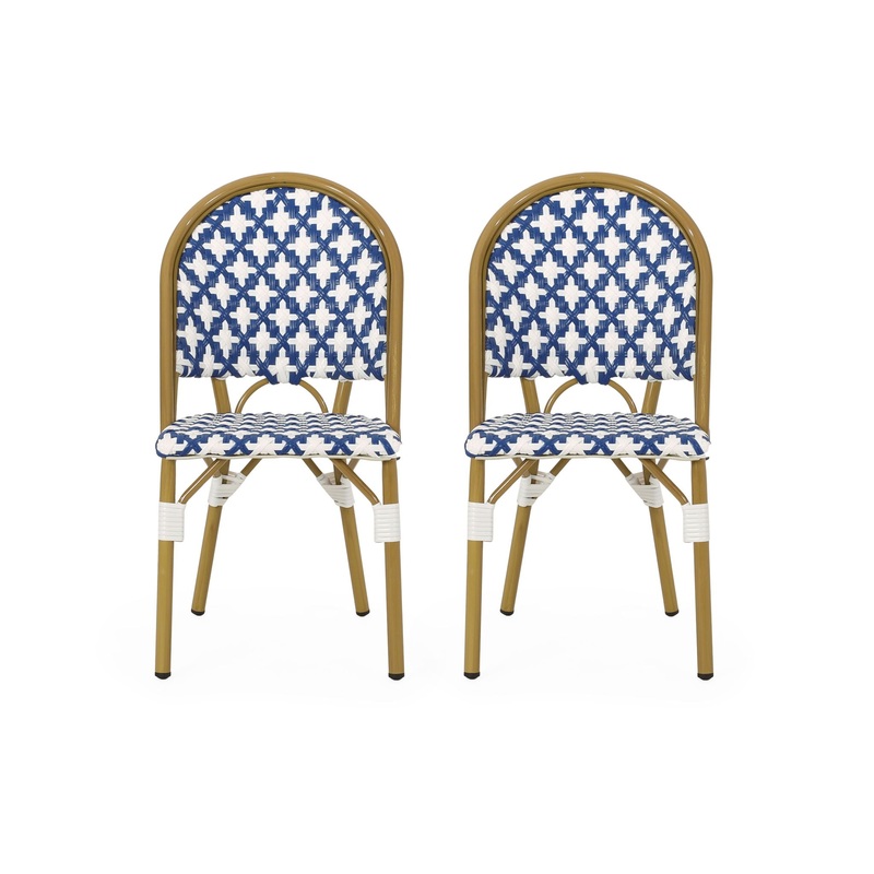Chic French Bistro Chair With Durable Rattan And Aluminum Frame