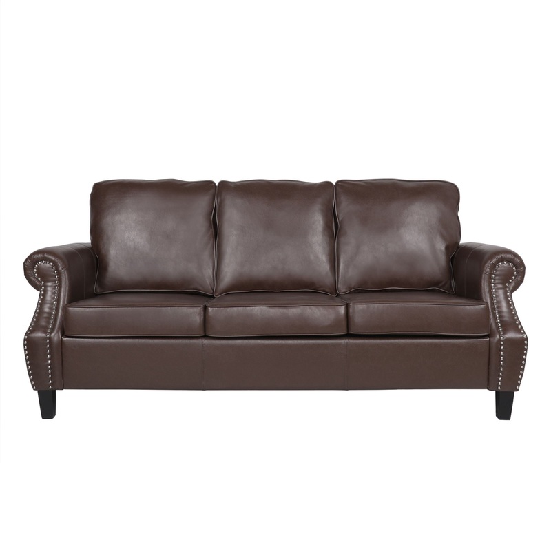Contemporary 3 Seater Sofa With Nailhead Trim