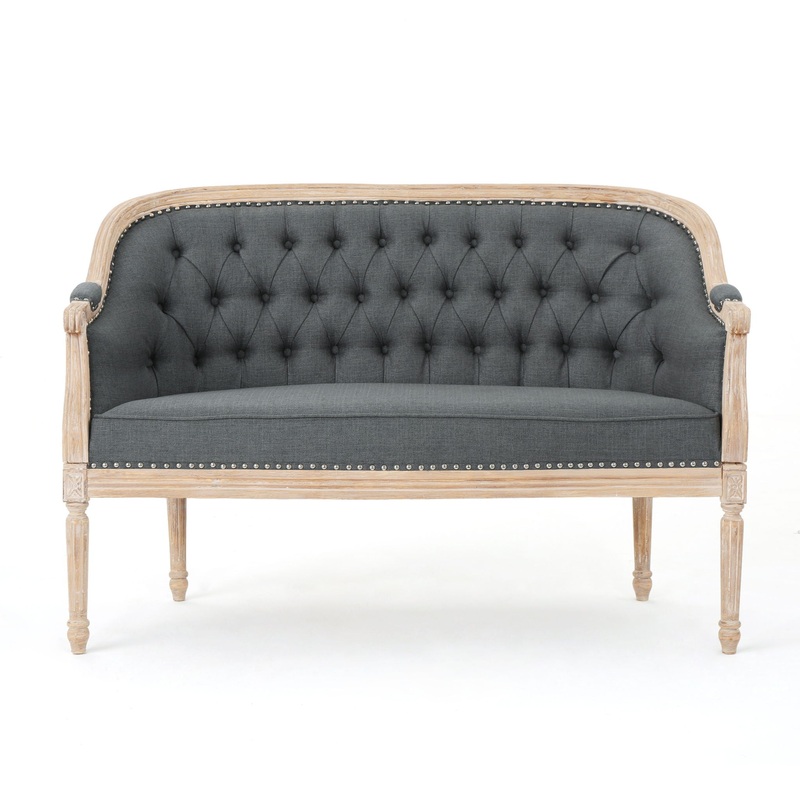 French Country Chesterfield Style Tufted Loveseat