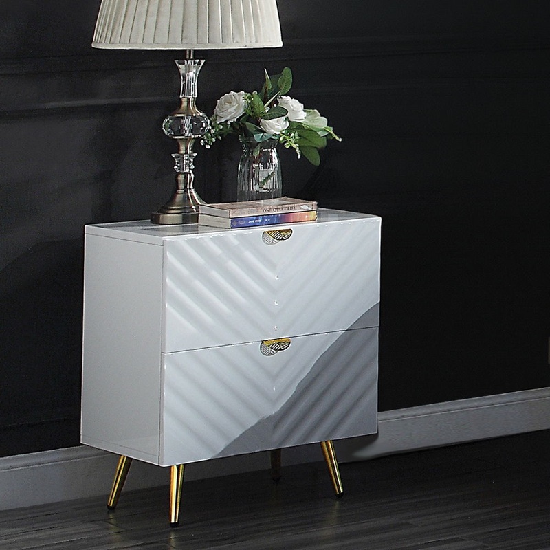 Gaines – Nightstand|White|Gray|Pink
