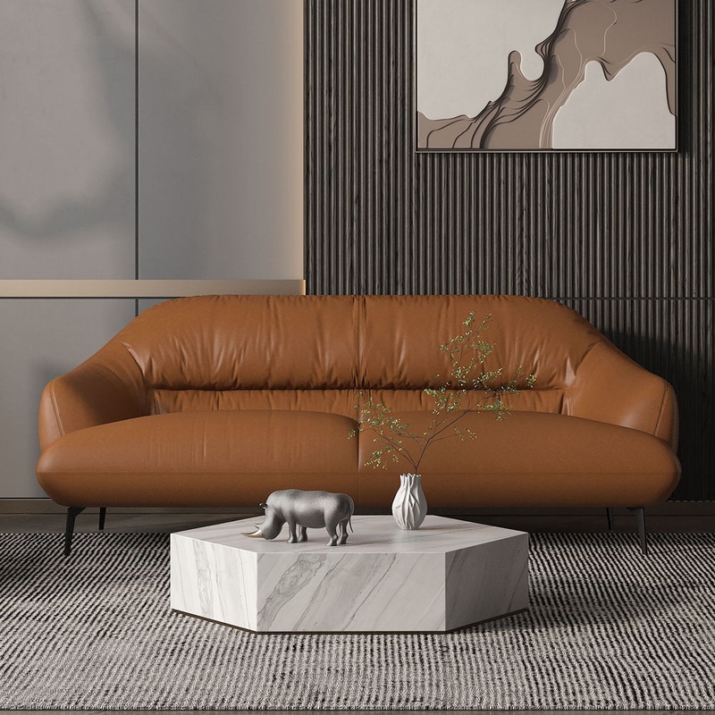 Leonia – Sofa|Cognac|Taupe
