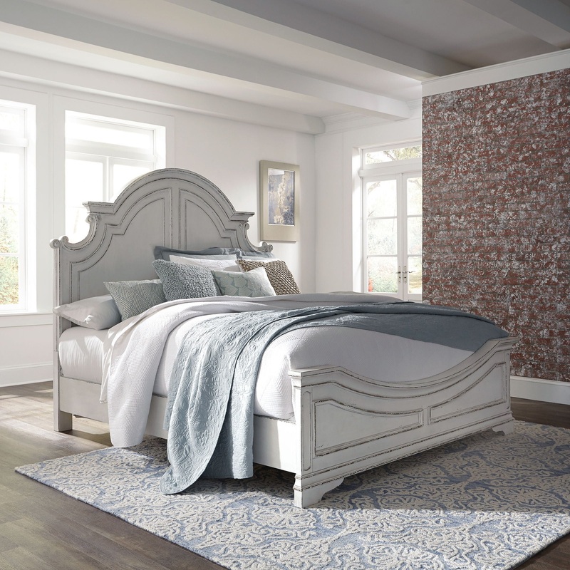 Magnolia Manor – Panel Bed|White|Light Brown|Queen|California King|King