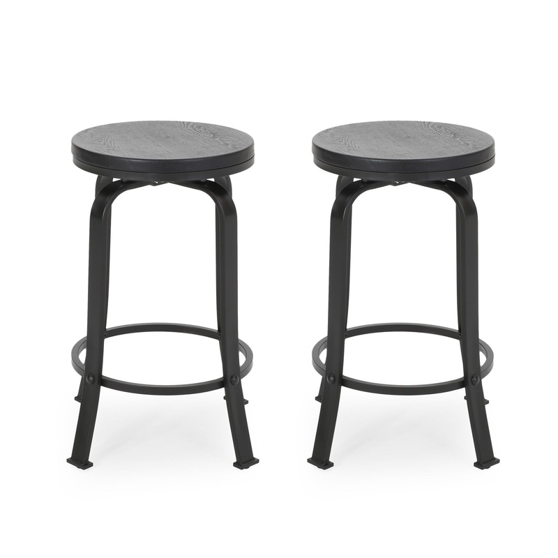 Modern Industrial Counter Stool Set With Swivel Function