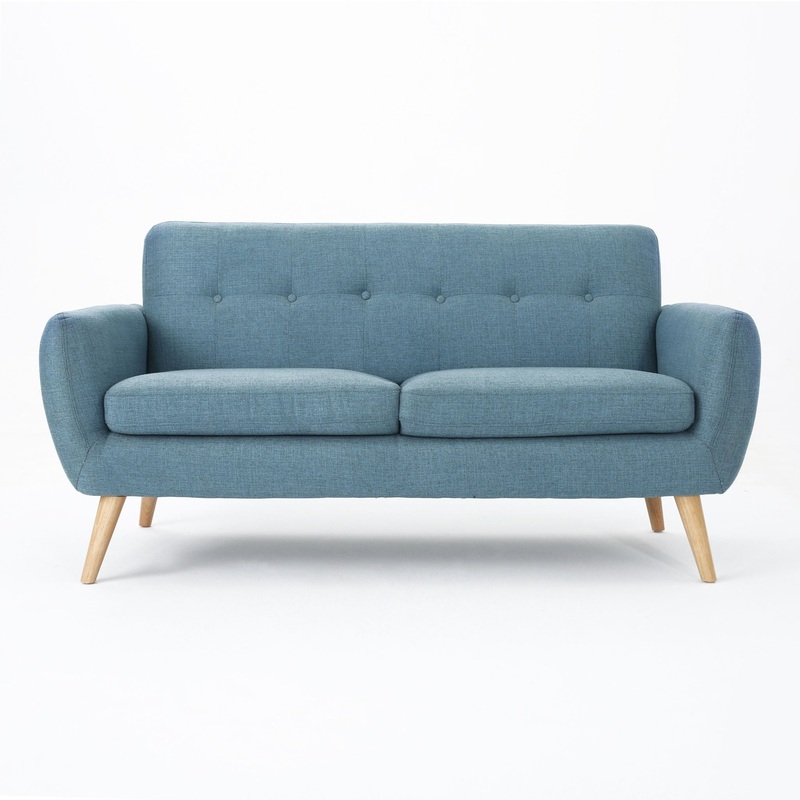 Modern Loveseat Sofa With Button Tufted Backrest