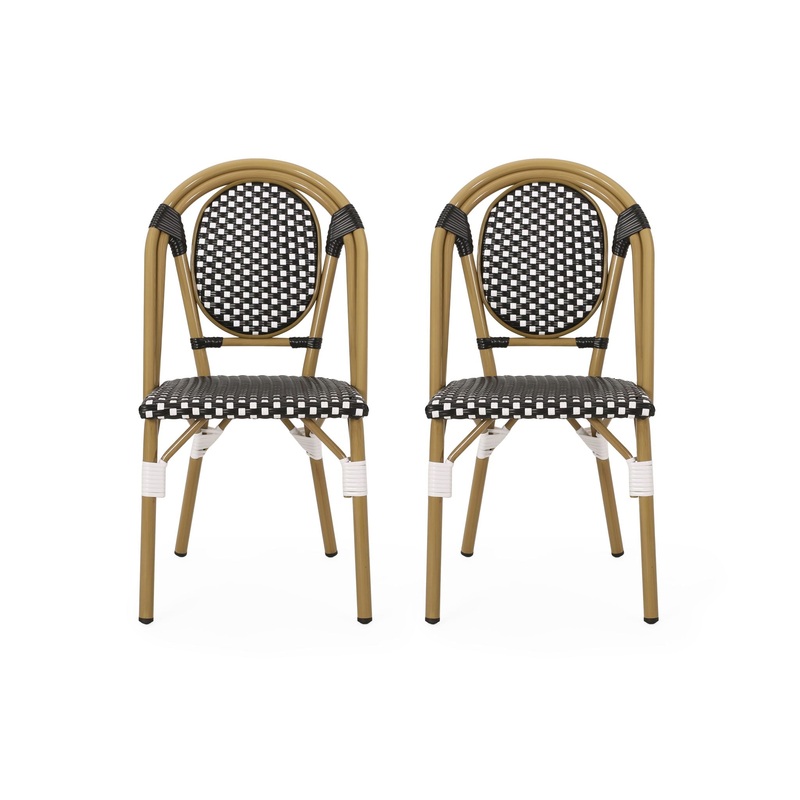 Outdoor Rattan And Aluminum French Bistro Chair Set
