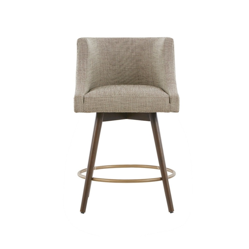 Swivel Counter Stool With Antique Bronze Detailing – Beige Multi