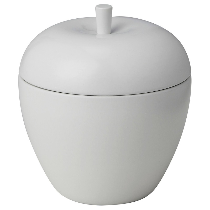 VINTERFINT scented candle in metal tin, apple-shaped/Vanilla white, 8 cm