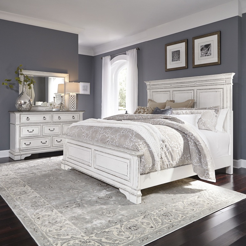 Abbey Park – Bedroom Set|White|5 Pc. Bed, Dresser, Mirror, Chest, Nightstand|4 Pc. Bed, Dresser, Mirror, Chest|4 Pc. Bed, Dresser, Mirror, Nightstand|3 Pc. Bed, Dresser, Mirror|California King|King|Queen