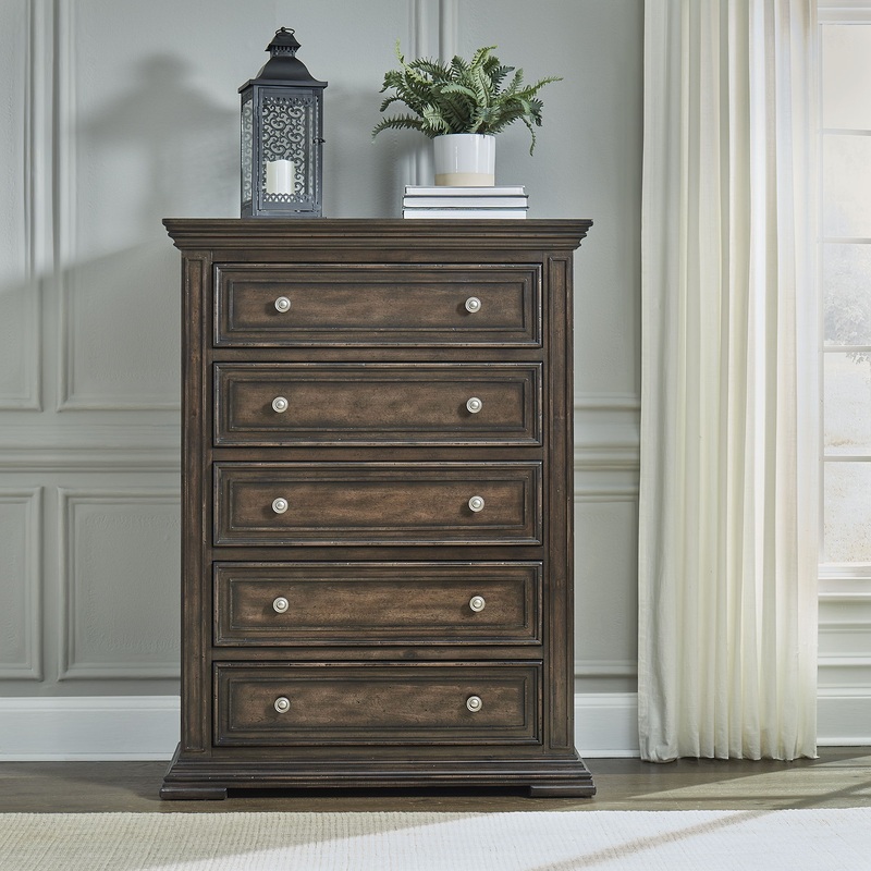 Big Valley – 5 Drawer Chest|Dark Brown|White|Gray