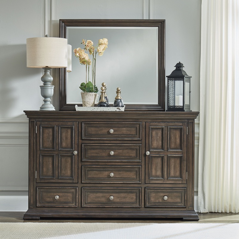 Big Valley – Dresser & Mirror|Dark Brown|White|Gray