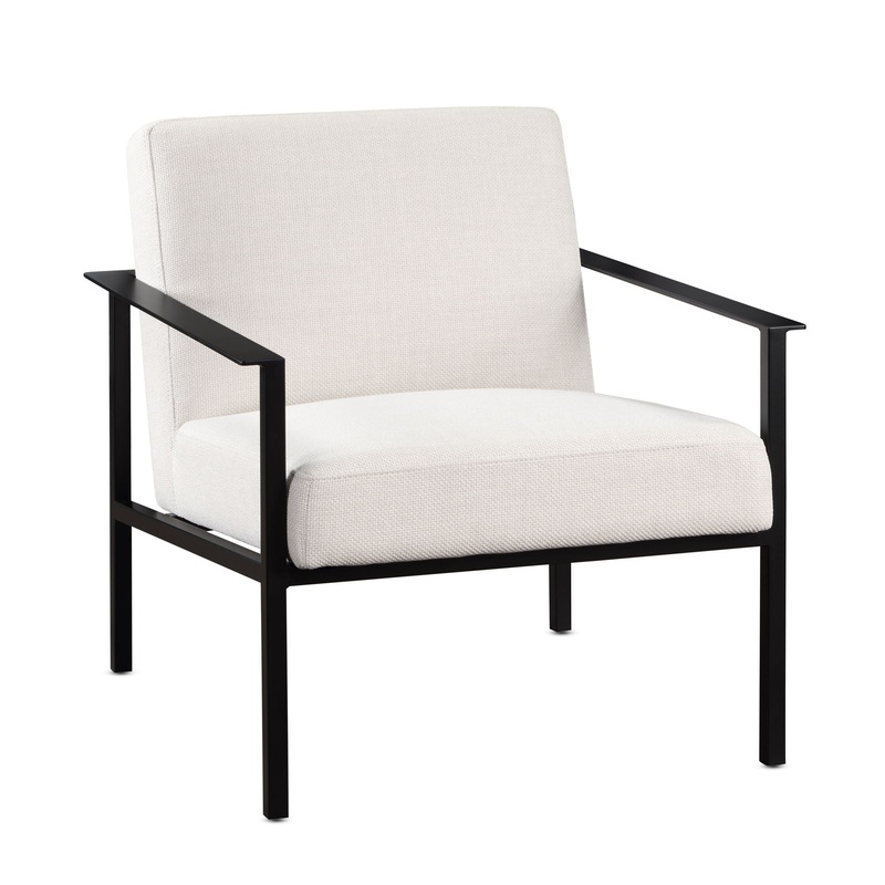 Millie – Modern Stationary Metal Accent Chair With Polyester Upholstery – Off White