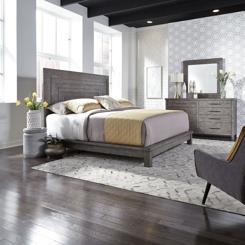 Modern Farmhouse – Platform Bed, Dresser & Mirror