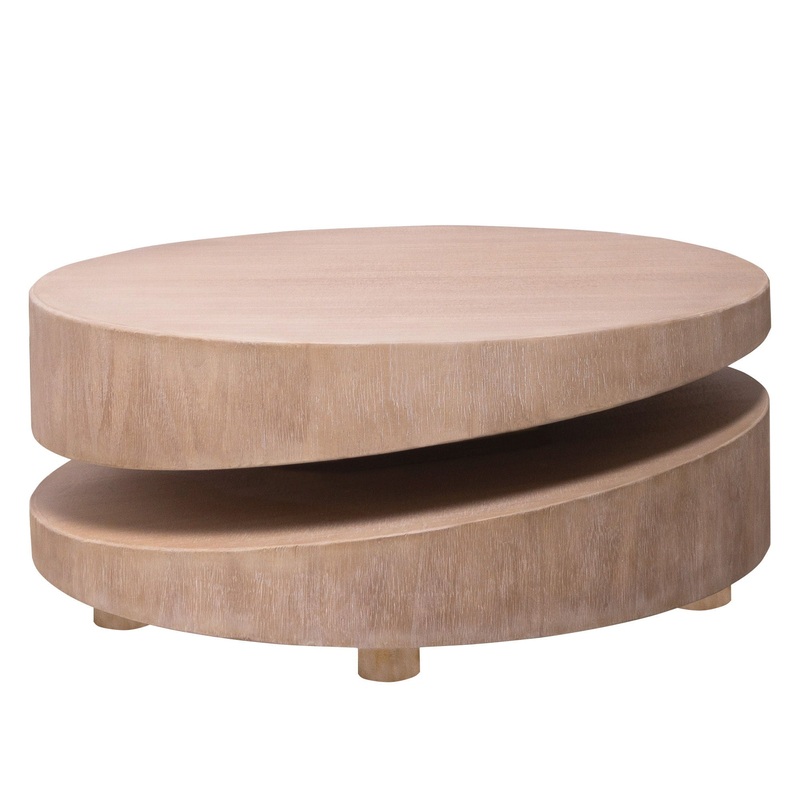 Modern Round Wood Coffee Table, Accent Table For Living Room – Antique Natural / Natural / Rustic