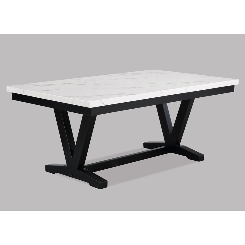 Tanner – Dining Table, Faux Carrara Marble – White / Black