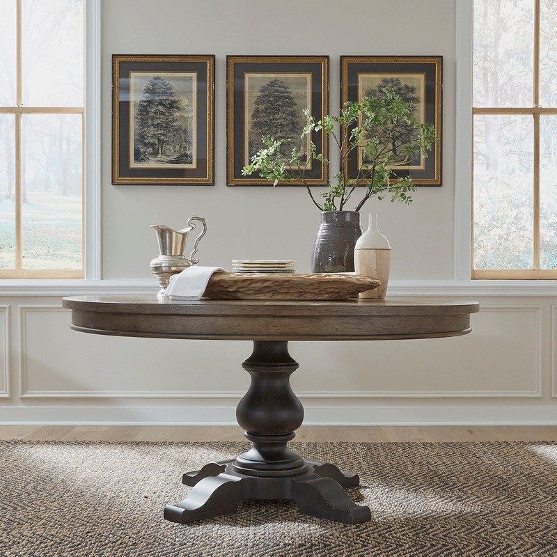 Americana Farmhouse – Pedestal Table – Dark Brown