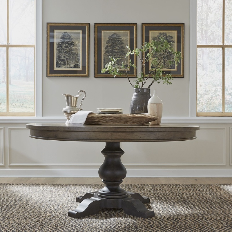 Americana Farmhouse – Pedestal Table – Light Brown
