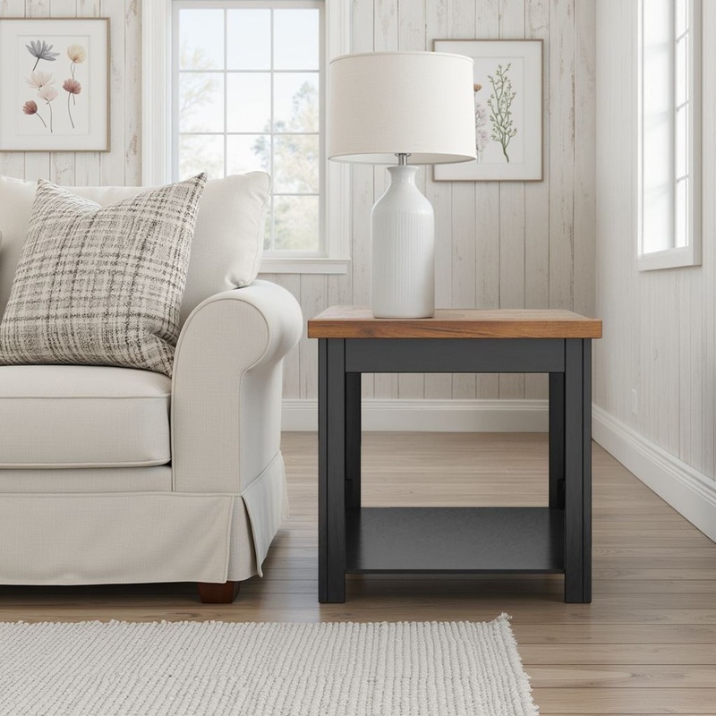 Essex – Side Table – Black, Whiskey