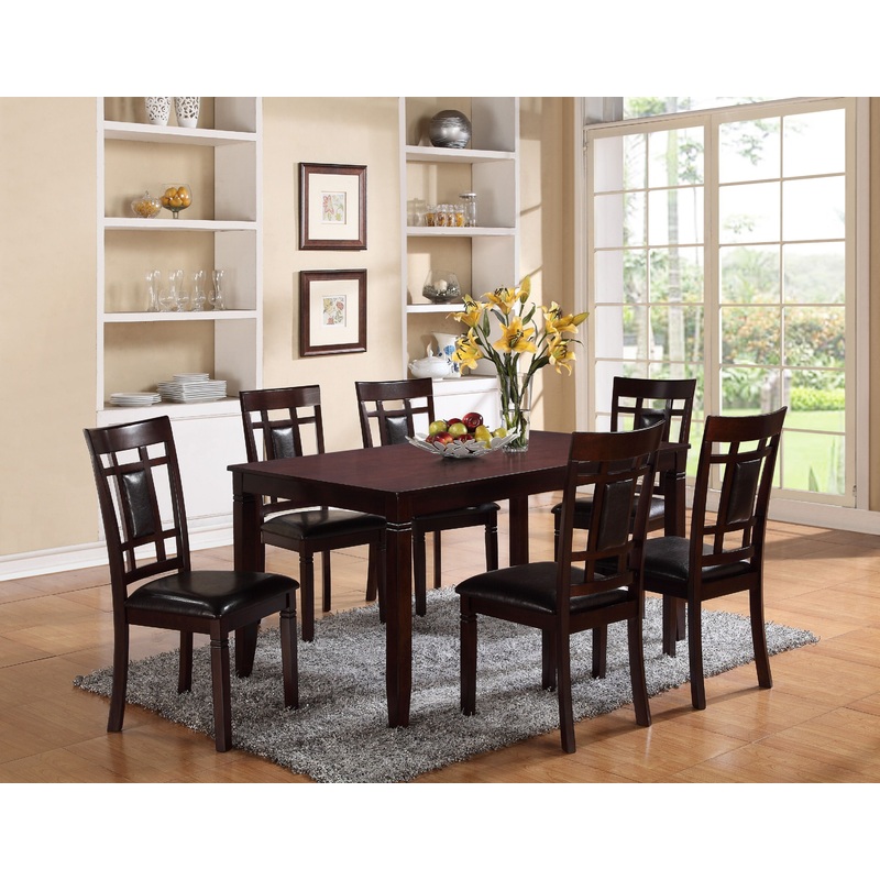 Paige – Dinette Set|Dark Brown|Gray|7 Pc. Table, 6 Chairs|6 Pc. Table, 4 Chairs, Bench