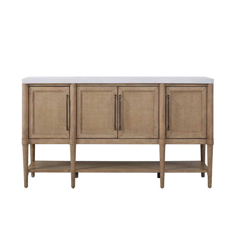 Cement Topped Server With Cane Insets – Sand
