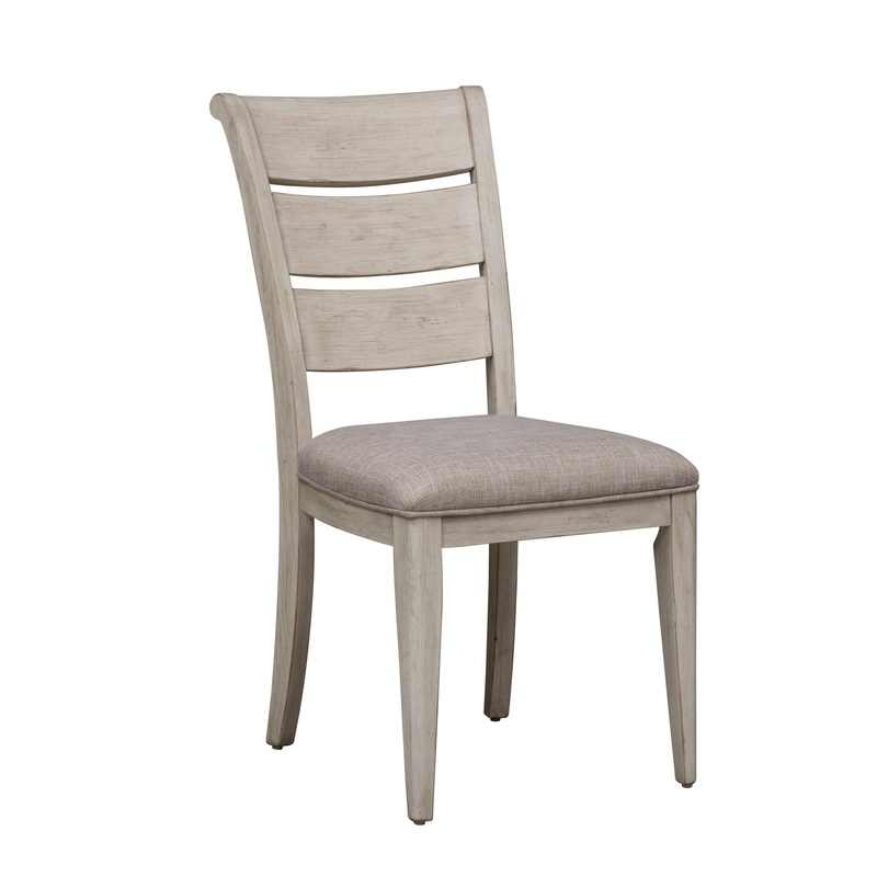 Farmhouse Reimagined – Ladder Back Upholstered Side Chair – White