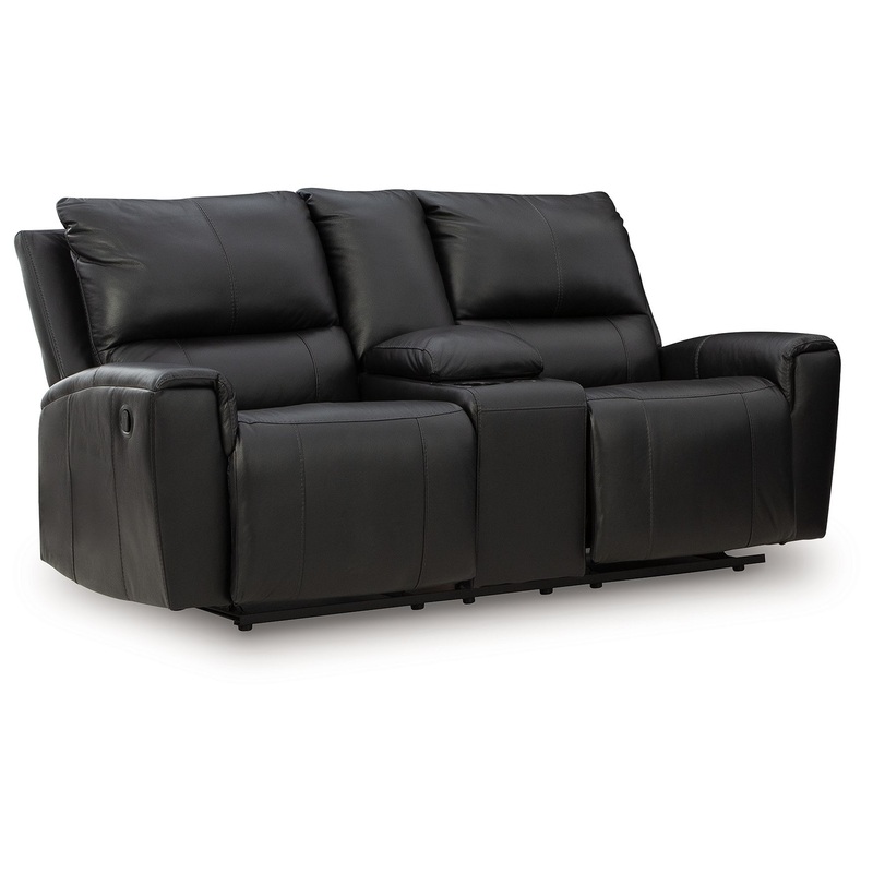 Glossmore – Reclining Loveseat With Console – Black