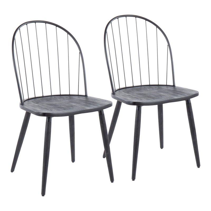 Riley – Industrial High Back Armless Chair (Set of 2) – Black