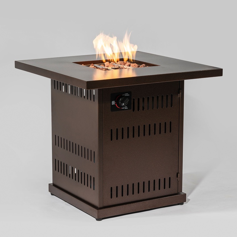 28 Propane Gas Fire Pit Table, 50000 Btu Square Steel Fire Pit For Outside Patio Deck Garden Courtyard – Brown