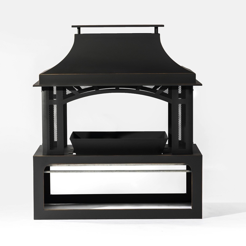 40 Wood Burning Fireplace, 50000 Btu Steel Fire Pit, Wood Burning Chimney For Outside Patio Deck Garden Backyard – Black