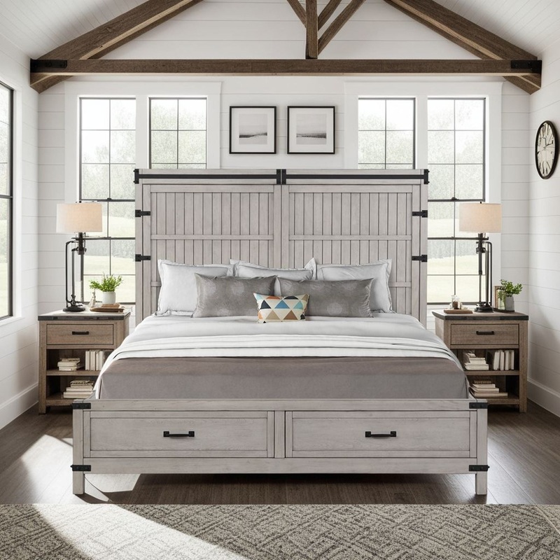 Alexandria – Storage Wood Bed|Gray|Queen|King