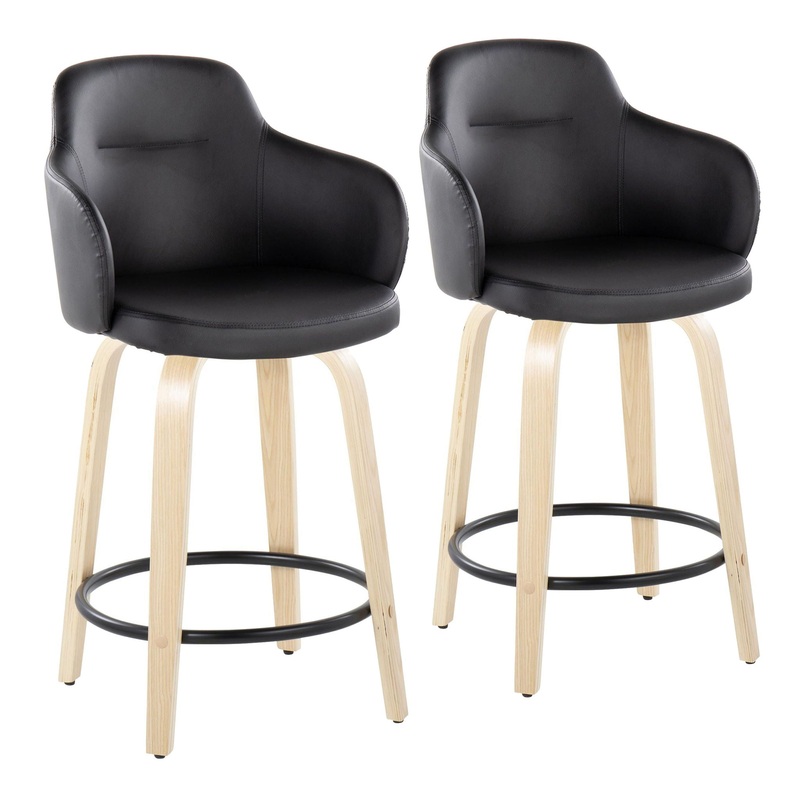 Boyne – Contemporary Fixed Height Counter Stool With Swivel (Set of 2) Round Footrest