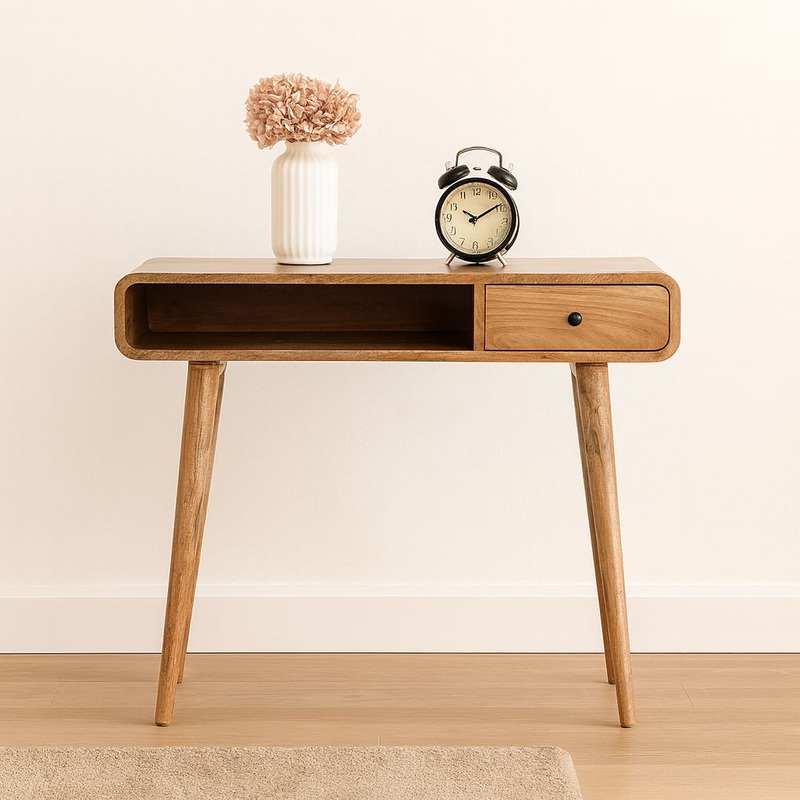 Curved Writing Desk – Oak