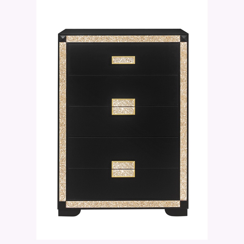 Lively – Chest With Glitter Detail And Thick Bar Handle Hardware – Black