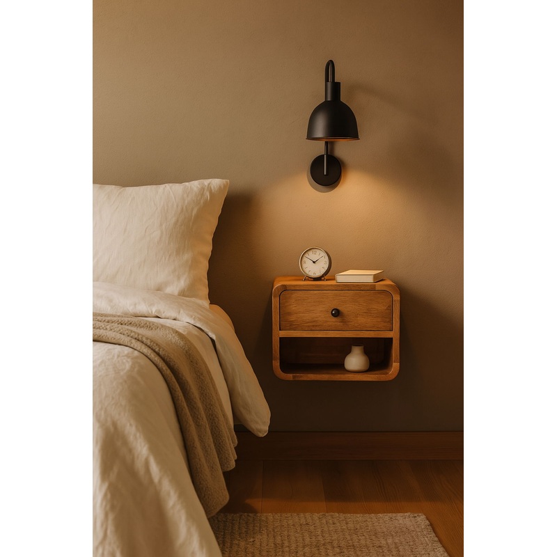 Mini Floating Open Bedside – Oak