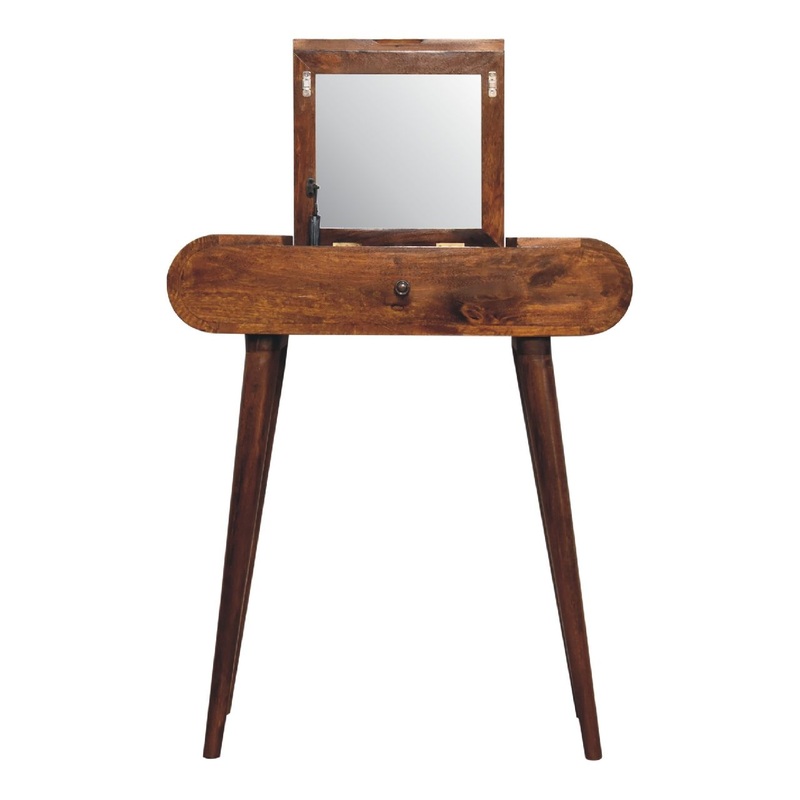 Mini Round Fold Vanity – Chestnut