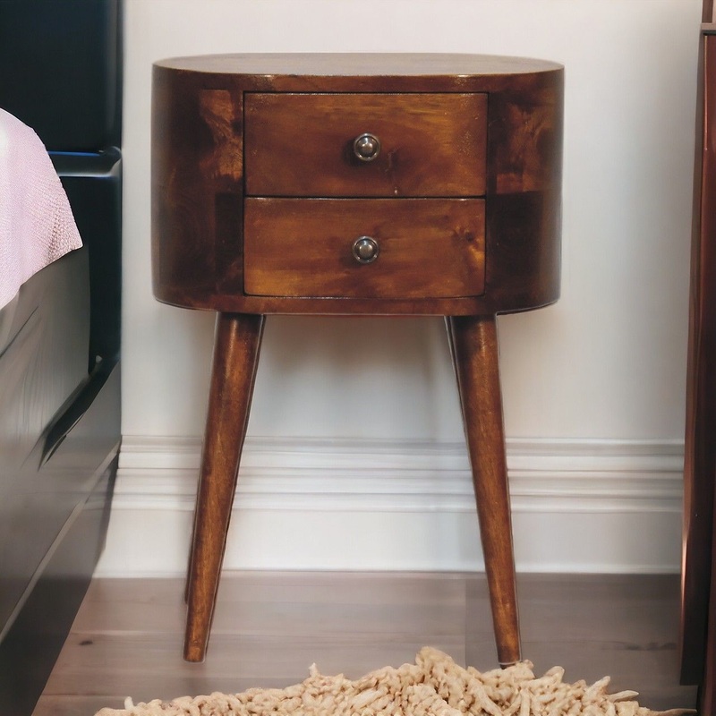 Mini Rounded Nightstand – Chestnut