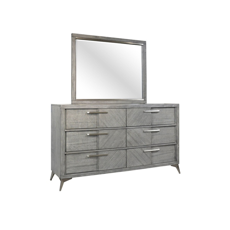 6 Drawer Dresser Book Matched Veneers – Gray