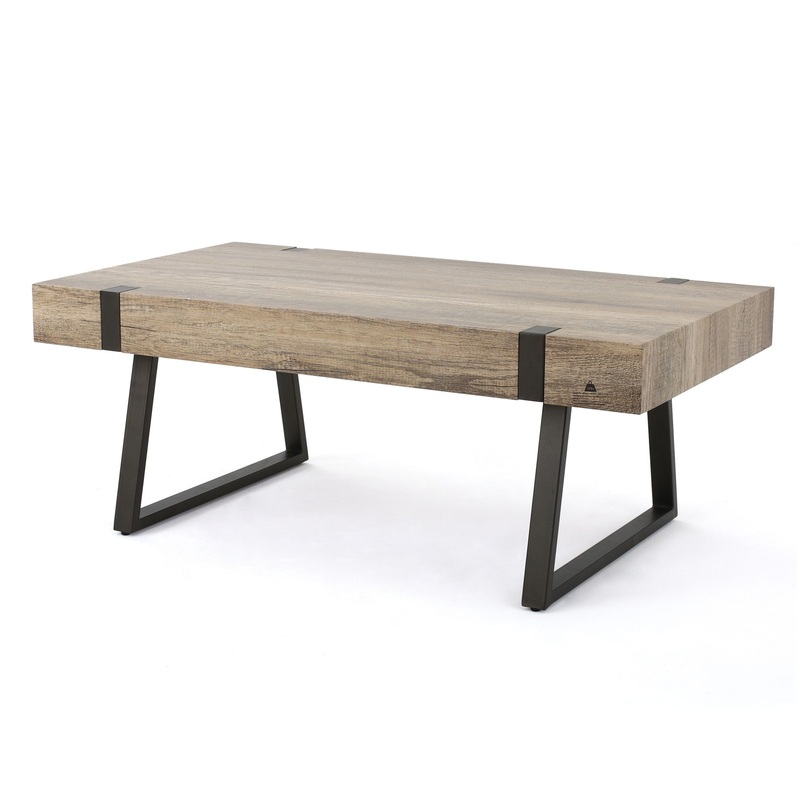 Abitha – Coffee Table With Industrial Powder Coated Metal Legs