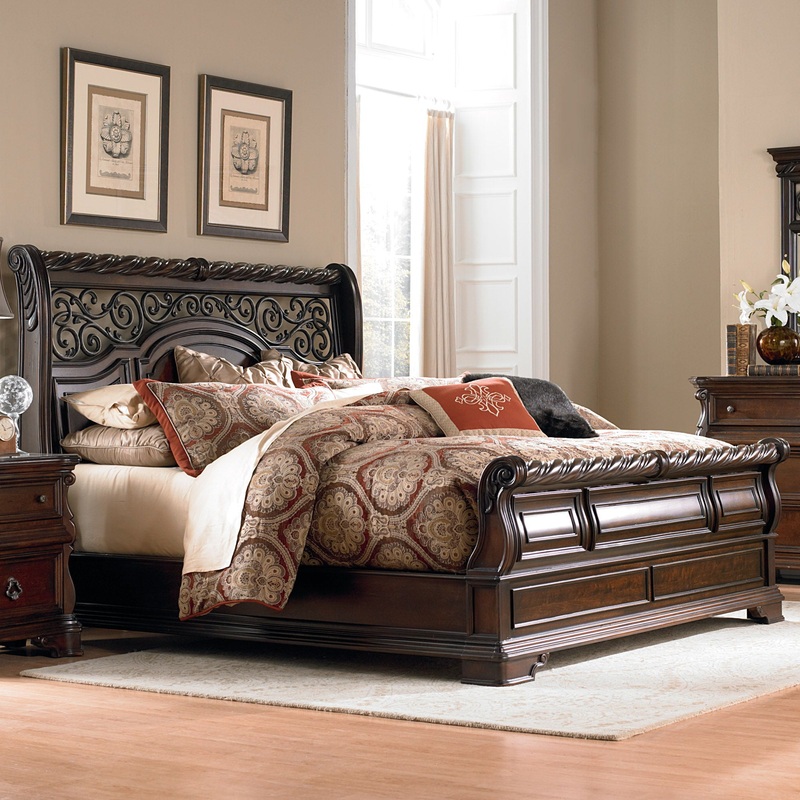 Arbor Place – Sleigh Bed|Dark Brown|California King|King|Queen