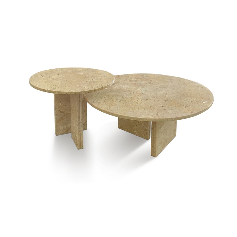 Elegant Coffee Duo Table Set|Light Brown|Dark Gray|White|Dark Green