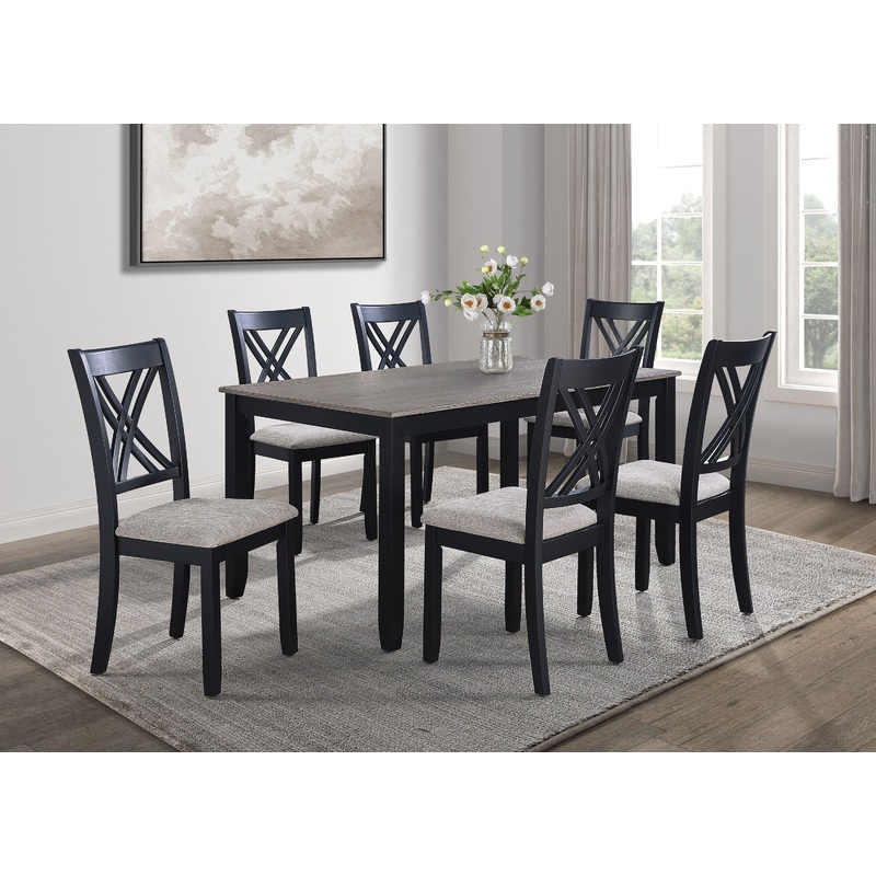 Eloise – 7 Piece Dinette Set – Charcoal / Gray