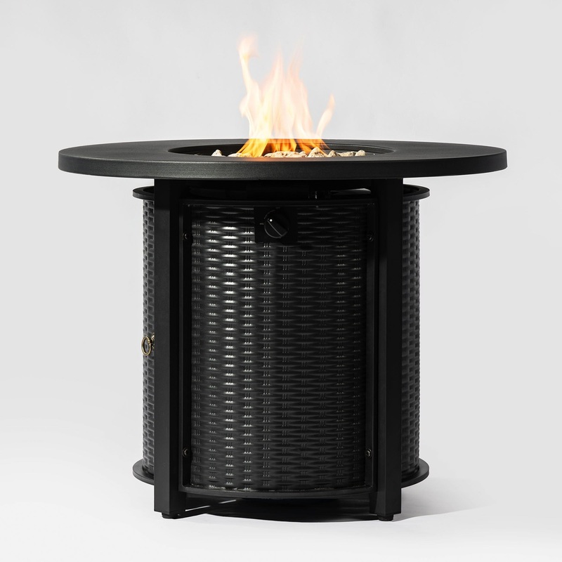 Propane Gas Fire Pit Table, 50000 Btu Round Steel Fire Pit