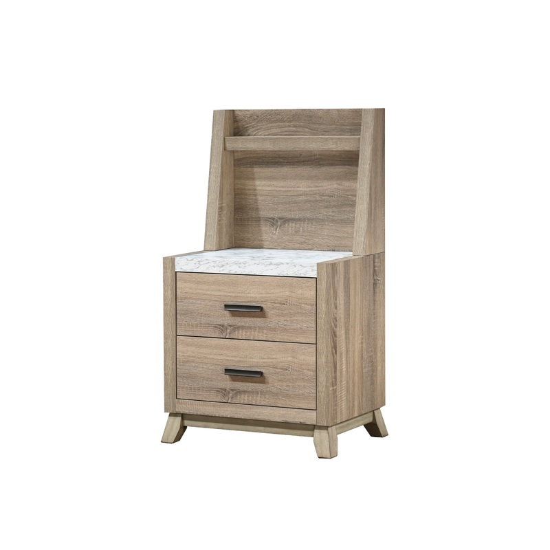 Tilston – Nightstand With Wall Panel – Natural