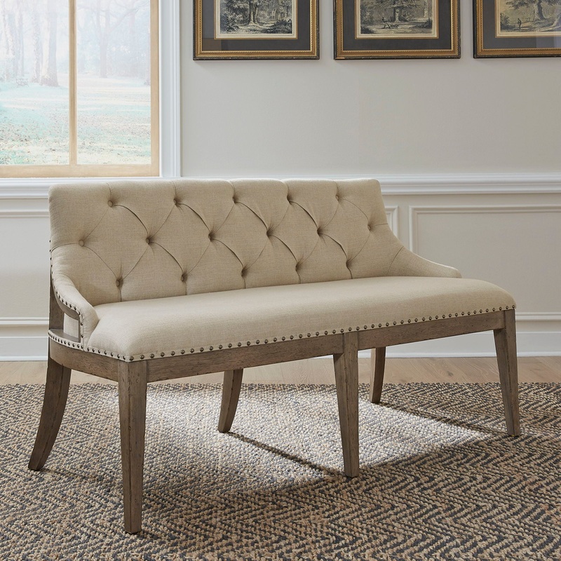 Americana Farmhouse – Upholstered Shelter Dining Bench