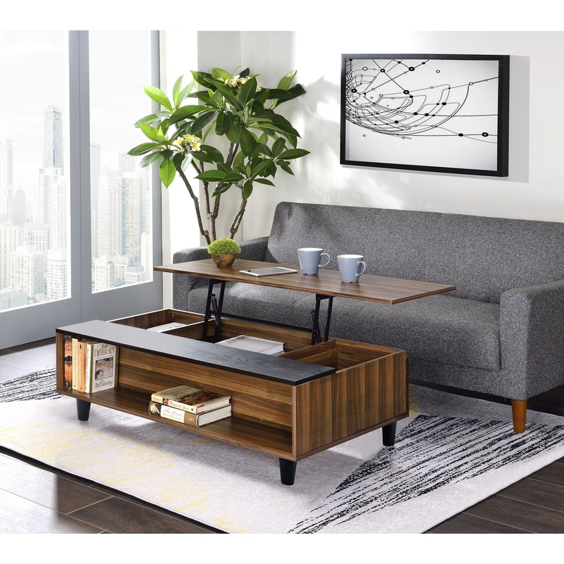 Avala – Coffee Table With Lift Top – Walnut / Black
