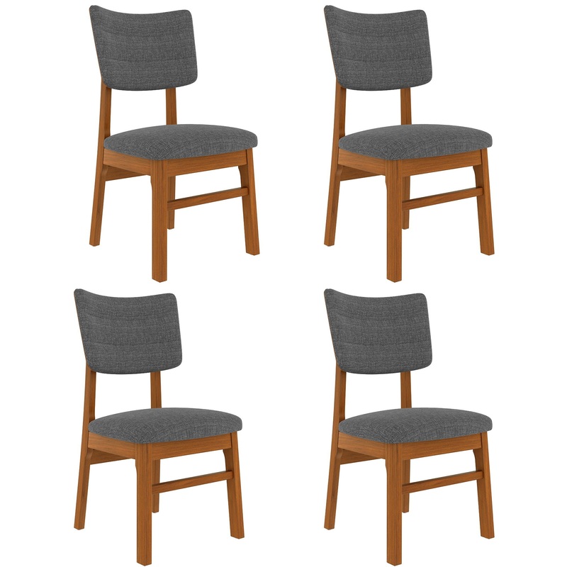 Dining Chairs (Set of 4), Wooden Dining Chair Armless, Mid Century Modern Upholstered Seat Cushion Dining Room Chair For Home Kitchen Dining Room Restaurant – Brown / Gray